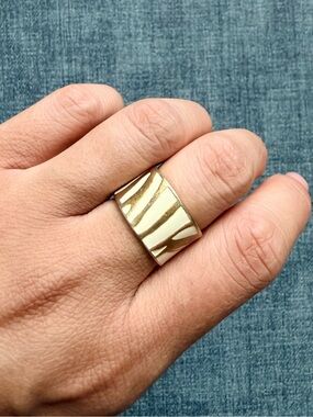 Foxy Originals Zebra Pattern with White Enamel Wide Band Ring